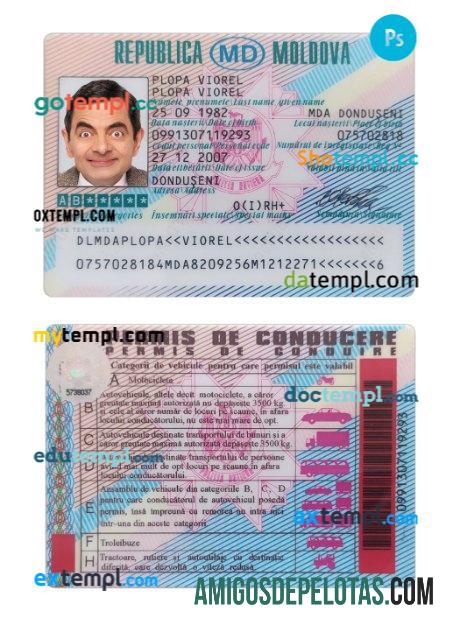 Carta de condução da Moldávia baixar para verificação